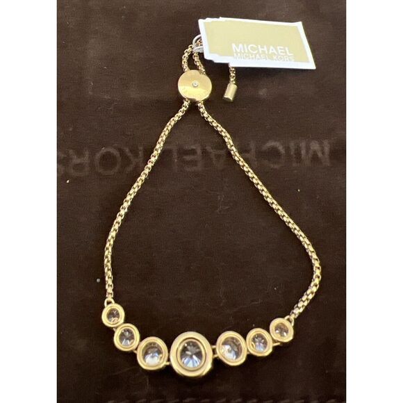 MICHAEL KORS MKJ5334710 Brilliance Yellow Gold Bracelet Slider Crystals - Picture 11 of 13